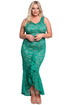 Sexy Emerald Plus Size Floral Lace Ruffle Mermaid Maxi Gown